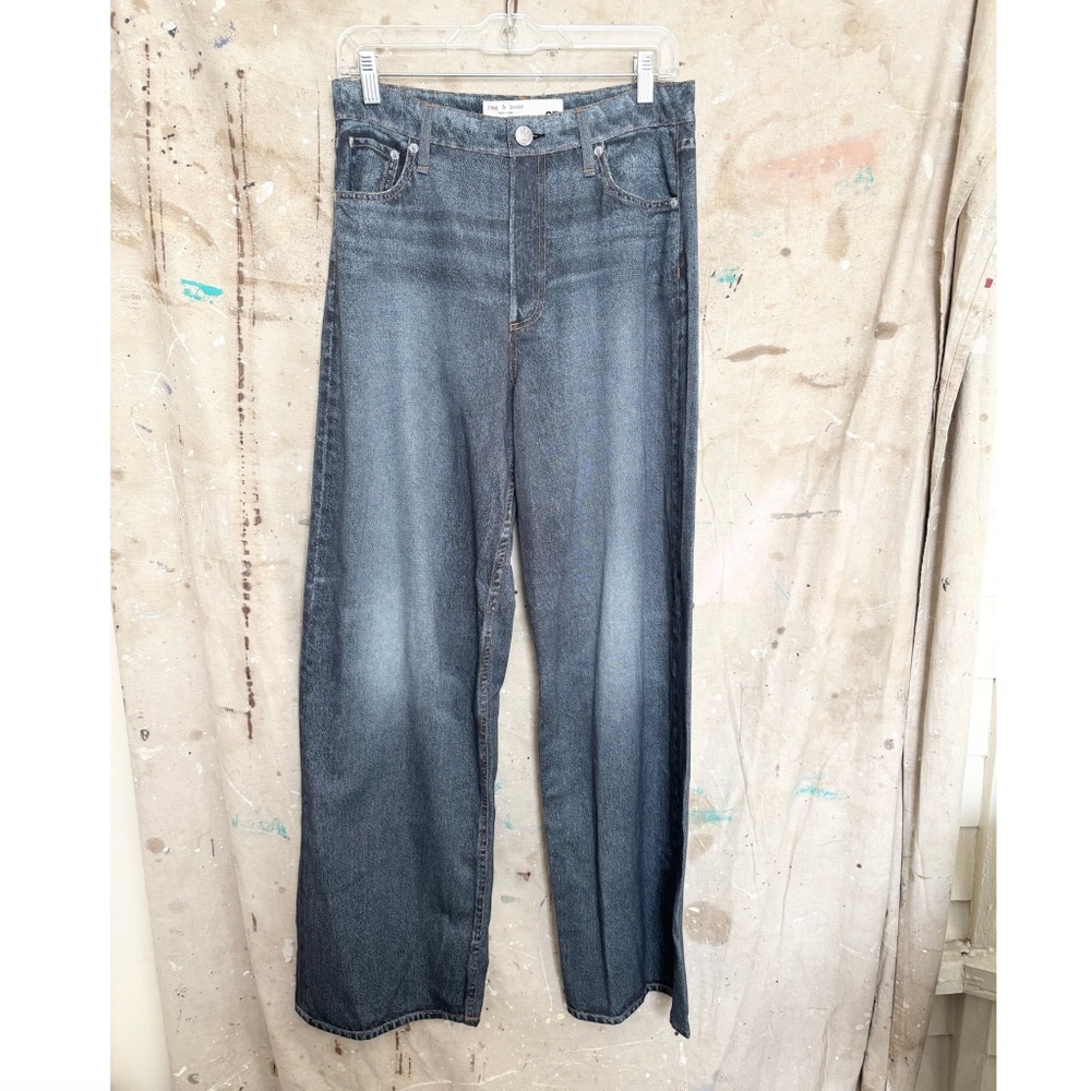 Rag & Bone Miramar Printed Tencel Wide Leg Pants in Redwood - Picture 2 of 5